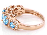 Blue And White Cubic Zirconia 18K Rose Gold Over Sterling Silver Ring 3.80ctw
