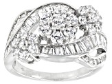 White Cubic Zirconia Rhodium Over Sterling Silver Ring 2.91ctw
