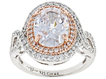 Picture of White Cubic Zirconia Rhodium And 14K Rose Gold Over Sterling Silver Ring 4.77ctw