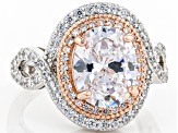 White Cubic Zirconia Rhodium And 14K Rose Gold Over Sterling Silver Ring 4.77ctw