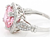 Pink And White Cubic Zirconia Platinum Over Sterling Silver Ring 6.84ctw