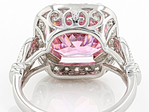 Pink And White Cubic Zirconia Platinum Over Sterling Silver Ring 6.84ctw