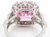 Pink And White Cubic Zirconia Platinum Over Sterling Silver Ring 6.84ctw