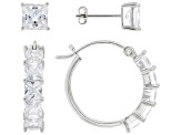 White Cubic Zirconia Rhodium Over Sterling Silver Earring Set 8.73ctw