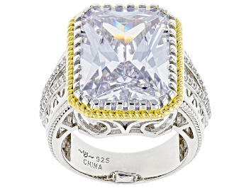 Picture of White Cubic Zirconia Rhodium And 14K Yellow Gold Over Sterling Silver Ring 15.03ctw