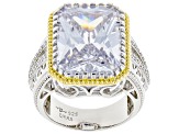 White Cubic Zirconia Rhodium And 14K Yellow Gold Over Sterling Silver Ring 15.03ctw