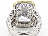 White Cubic Zirconia Rhodium And 14K Yellow Gold Over Sterling Silver Ring 15.03ctw