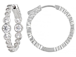White Cubic Zirconia Rhodium Over Sterling Silver Inside-Out Hoop Earrings 4.01ctw