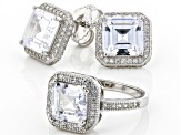 White Cubic Zirconia Rhodium Over Sterling Silver Ring And Earring Set 10.97ctw