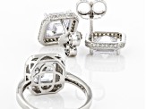 White Cubic Zirconia Rhodium Over Sterling Silver Ring And Earring Set 10.97ctw