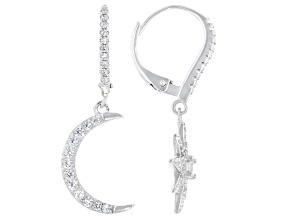 White Cubic Zirconia Rhodium Over Sterling Silver Celestial Earrings 0.95ctw