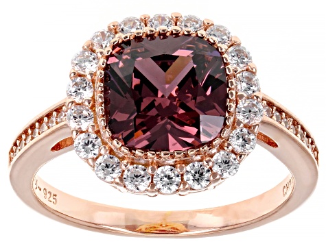 Blush And White Cubic Zirconia 18K Rose Gold Over Sterling Silver Ring 3.98ctw