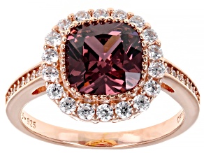 Blush And White Cubic Zirconia 18K Rose Gold Over Sterling Silver Ring 3.98ctw