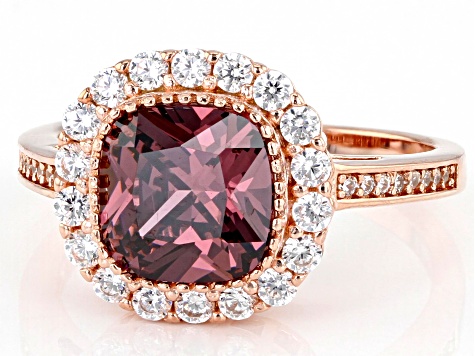 Blush And White Cubic Zirconia 18K Rose Gold Over Sterling Silver Ring 3.98ctw