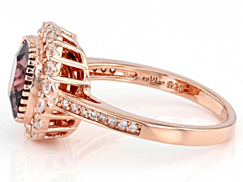 Blush And White Cubic Zirconia 18K Rose Gold Over Sterling Silver Ring 3.98ctw