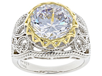 Picture of White Cubic Zirconia Rhodium And 14K Yellow Gold Over Sterling Silver Ring 10.32ctw