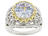 White Cubic Zirconia Rhodium And 14K Yellow Gold Over Sterling Silver Ring 10.32ctw