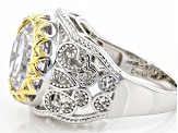 White Cubic Zirconia Rhodium And 14K Yellow Gold Over Sterling Silver Ring 10.32ctw