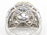 White Cubic Zirconia Rhodium And 14K Yellow Gold Over Sterling Silver Ring 10.32ctw