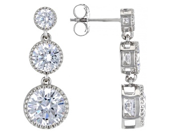Picture of White Cubic Zirconia Rhodium Over Sterling Silver Earrings 9.34ctw