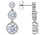 White Cubic Zirconia Rhodium Over Sterling Silver Earrings 9.34ctw