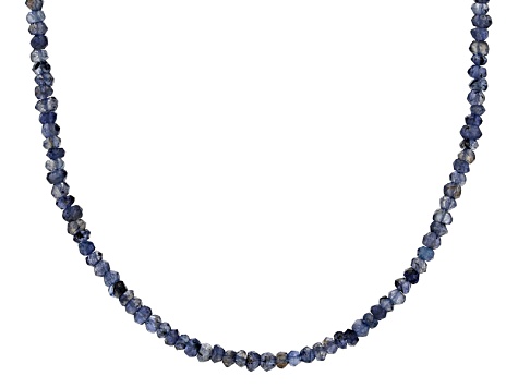 Purple Iolite Bead Rhodium Over Sterling Silver Necklace Approximately 24.80ctw