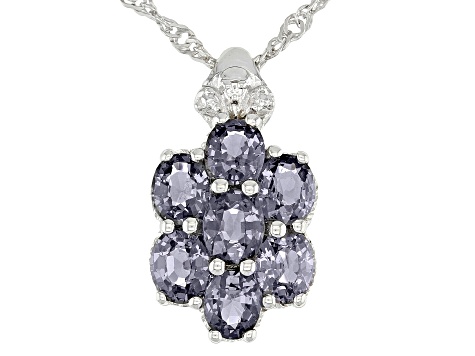 Platinum Color Spinel Rhodium Over Silver Pendant With Chain 2.15ctw