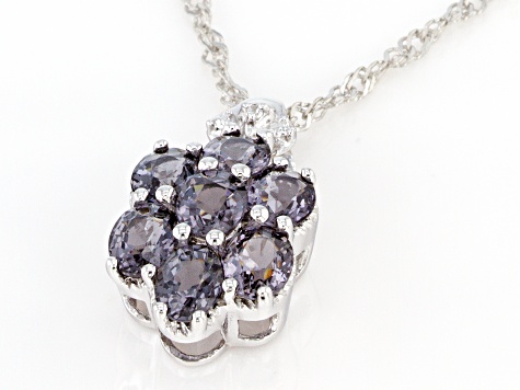 Platinum Color Spinel Rhodium Over Silver Pendant With Chain 2.15ctw