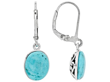 Picture of Blue Composite Turquoise Rhodium Over Sterling Silver Earrings