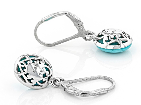 Blue Composite Turquoise Rhodium Over Sterling Silver Earrings