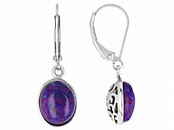 Picture of Purple Turquoise Rhodium Over Sterling Silver Earrings