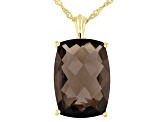 Brown smoky quartz 18k yellow gold over silver ring, pendant with chain, & earrings set 33.23ctw