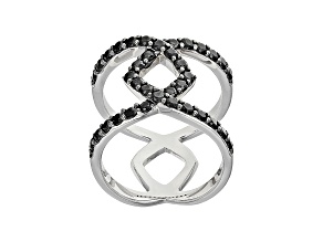 Black Spinel Rhodium Over Silver Ring 1.32ctw