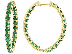 Green emerald 18k yellow gold over silver earrings 3.78ctw