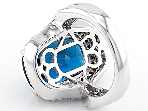 London Blue Topaz Rhodium Over Sterling Silver Ring 7.69ctw