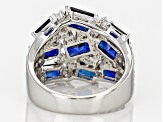 Blue Lab Created Sapphire Sterling Silver Ring 4.36ctw