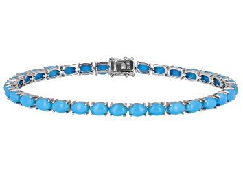 Picture of Blue Sleeping Beauty Turquoise Rhodium Over Sterling Silver Tennis Bracelet