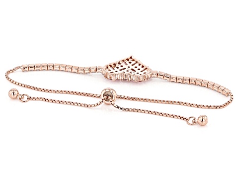 Pink And White Cubic Zirconia 18K Rose Gold Over Sterling Silver Heart Adjustable Bracelet 3.71ctw