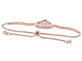 Pink And White Cubic Zirconia 18K Rose Gold Over Sterling Silver Heart Adjustable Bracelet 3.71ctw