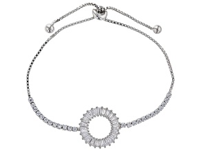 White Cubic Zirconia Rhodium Over Sterling Silver Adjustable Bracelet 3.43ctw