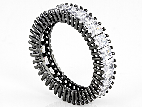 White Cubic Zirconia Black Rhodium Over Sterling Silver Eternity Band Ring 7.82ctw