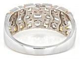 White Cubic Zirconia Rhodium And 14K Yellow And Rose Over Silver Ring 1.41ctw