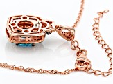 Blue, White, And Mocha Cubic Zirconia 18K Rose Gold Over Sterling Silver Pendant With Chain 3.65ctw