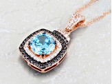 Blue, White, And Mocha Cubic Zirconia 18K Rose Gold Over Sterling Silver Pendant With Chain 3.65ctw