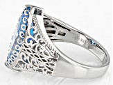 Blue Cubic Zirconia Rhodium Over Sterling Silver Ring 5.81ctw