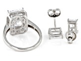 White Cubic Zirconia Rhodium Over Sterling Silver Ring And Earring Set 10.48ctw