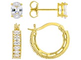 White Cubic Zirconia 18k Yellow Gold Over Sterling Silver Earring Set 4.18ctw