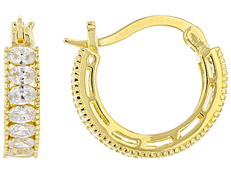 White Cubic Zirconia 18k Yellow Gold Over Sterling Silver Earring Set 4.18ctw