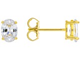 White Cubic Zirconia 18k Yellow Gold Over Sterling Silver Earring Set 4.18ctw