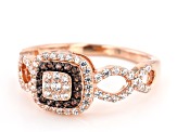 Mocha And White Cubic Zirconia 18K Rose Gold Over Sterling Silver Ring 0.94ctw